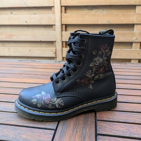 Like New Dr. Martens Boots 1460 Women's Decayed Roses US 7 - Picture 3 of 5